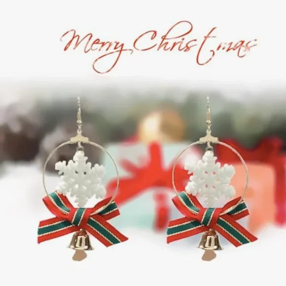 Christmas Snowflake Earrings - Picture 2 of 6